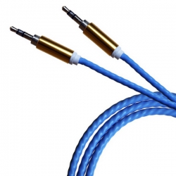 Шнур AUX (Джек 3,5 - Джек 3,5) 1м JD-124 резиновый синий