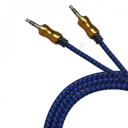Шнур AUX (Джек 3,5 - Джек 3,5) 1м JD-143 тканевый синий
