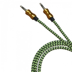 Шнур AUX (Джек 3,5 - Джек 3,5) 1м JD-143 тканевый зеленый
