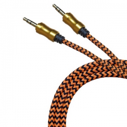 Шнур AUX (Джек 3,5 - Джек 3,5) 1м JD-143 тканевый оранжевый