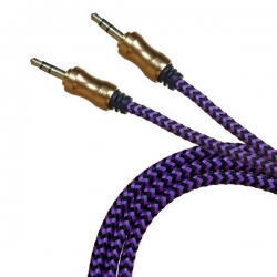 Шнур AUX (Джек 3,5 - Джек 3,5) 1м JD-143 тканевый фиолетовый