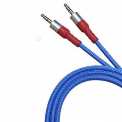 Шнур AUX (Джек 3,5 - Джек 3,5) 1м JD-472 тканевый синий