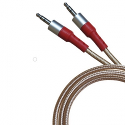 Шнур AUX (Джек 3,5 - Джек 3,5) 1м JD-472 тканевый золот.