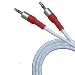 Шнур AUX (Джек 3,5 - Джек 3,5) 1м JD-472 тканевый белый