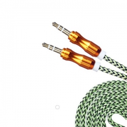 Шнур AUX (Джек 3,5 - Джек 3,5) 1м JD-137 тканевый зеленый