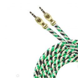 Шнур AUX (Джек 3,5 - Джек 3,5) 1м JD-328 тканевый зеленый