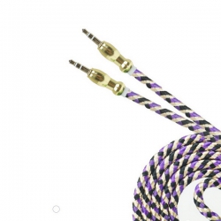 Шнур AUX (Джек 3,5 - Джек 3,5) 1м JD-328 тканевый фиолетовый