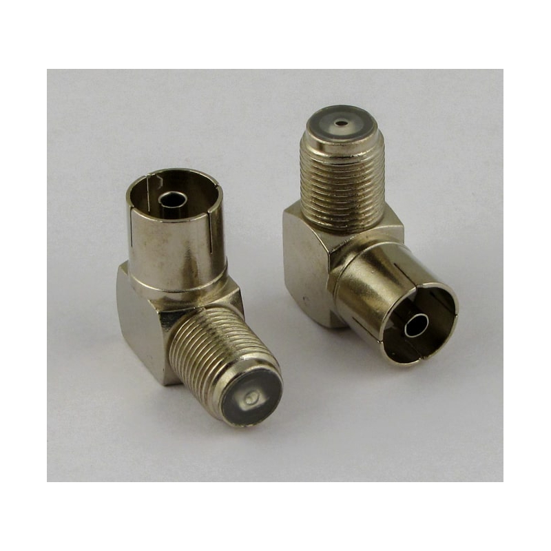 Переходник F-10 ТВ-гнездо - F-гнездо угловой