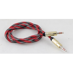 Шнур AUX (Джек 3,5 - Джек 3,5) 1м JD-333 тканевый красный