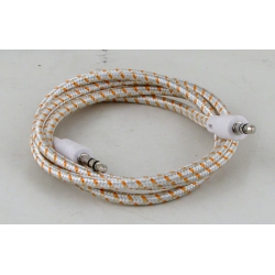 Шнур AUX (Джек 3,5 - Джек 3,5) 1м HB-T03 тканевый деш. оранжевый