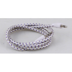 Шнур AUX (Джек 3,5 - Джек 3,5) 1м HB-T03 тканевый деш. фиолетовый