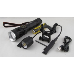 Фонарь светодиодный HQ-201-TG (1 мощ., акк.+ шнур TYPE-C) на ружье, zoom