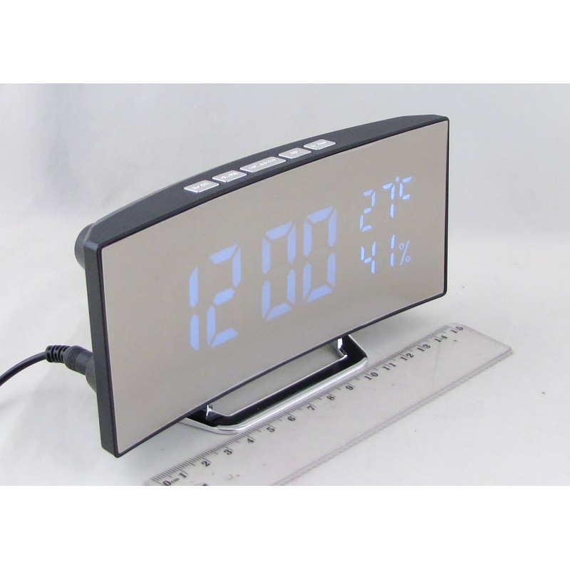 Часы-будильник электронные NA-7618-6 белые цифры)