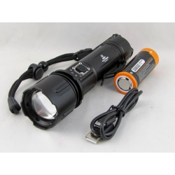 Фонарь светодиодный HYD-X20-TG (1 мощ., акк.26650 + шнур TYPE-C) со стеклобоем, zoom
