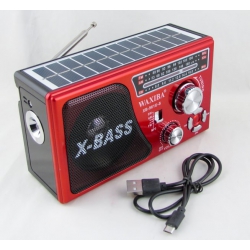Радиоприёмник XB-961U-S 3 band (FM/AM/SW) USB, TF, акк.18650 шнур microUSB, фонарь, солнеч. батар.