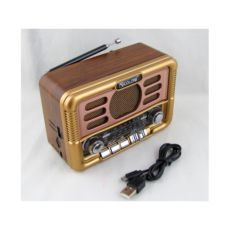 Радиоприёмник RX-BT6061S (FM, AM, SW акк. 18650, шнур microUSB) USB, TF, солнеч. батар., Bluetooth