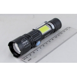 Фонарь светодиодный H-3009-TG (1 мощ.+ 1 больш., мигалка красн., акк., USB) с магнитом, zoom