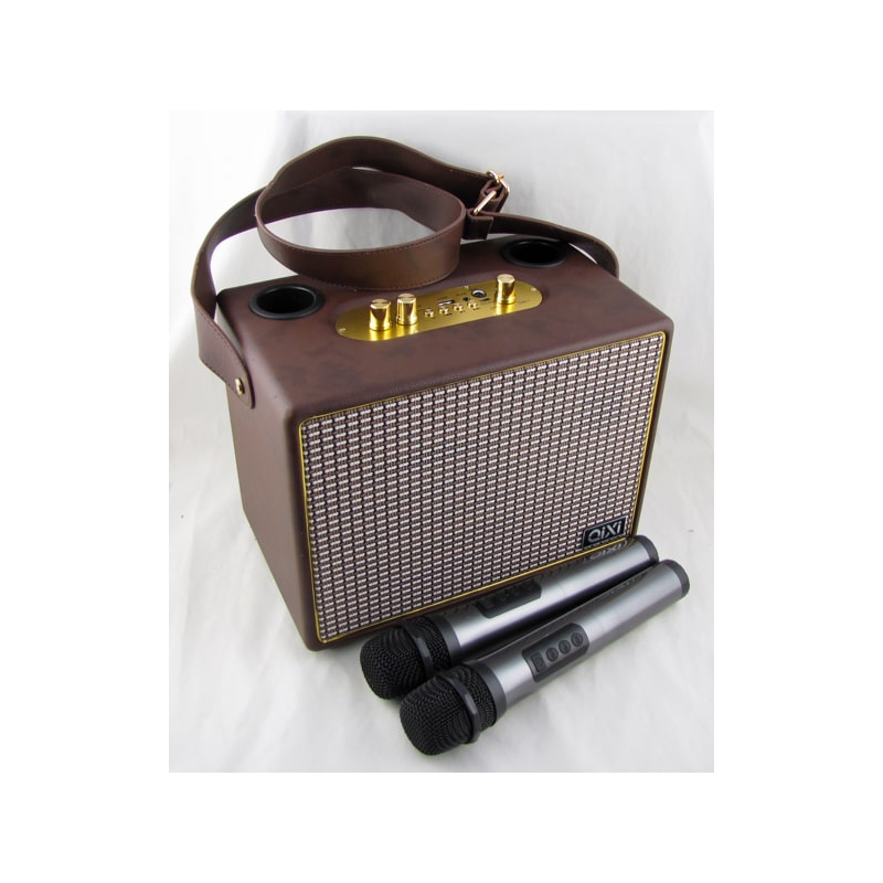 Колонка + 2 микрофона SK-2039 FM, USB, microSD, встроен. аккум., Bluetooth QIXI