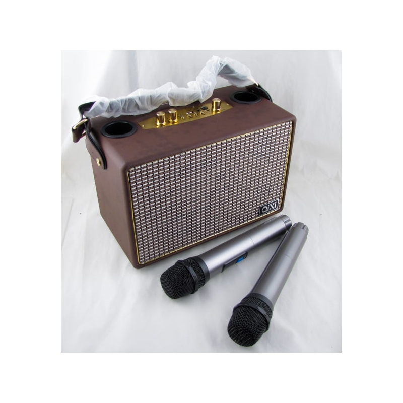 Колонка + 2 микрофона SK-2036 FM, USB, microSD, встроен. аккум., Bluetooth QIXI