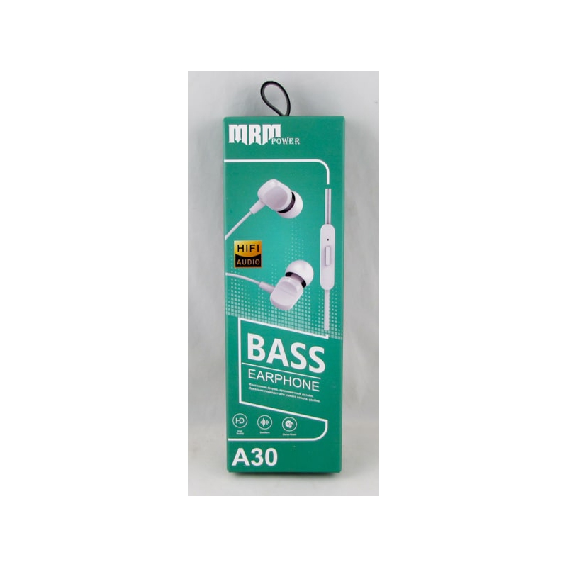 Наушники  с микроф. A-30 белые вакуум. в короб.