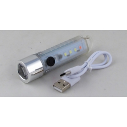 Фонарь светодиодный ZJ-012 (1 линза, мигалка красн., аккум., шнур TYPE-C с карабином