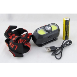 Фонарь налобный YT-2032 (2 больш.+1 ярк, аккум.18650, шнур TYPE-C)