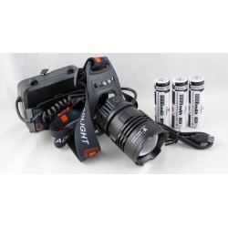 Фонарь головной F-38-2-P90 (1 ярк.+ 3акк.+ шнур microUSB) бесконтактный, zoom