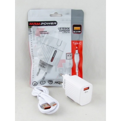 Сетевое зарядное устройство с кабелем TYPE-C 3,1A 18W XQ-10-TC (5010) белый 1USB QC3.0