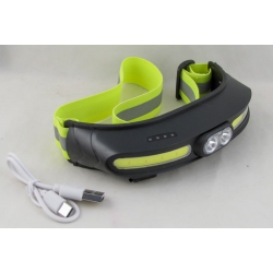 Фонарь налобный RE-6808-1 (2 больш.+ 2 ярк., мигалка красн., аккум., шнур TYPE-C)