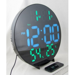 Часы-будильник электронные DS-3813A (белые-внутри+зеленые цифры) с пультом, влажность, температура