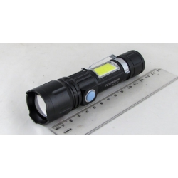Фонарь светодиодный RE-520-TG (1 мощ.+ 1 больш., мигалка красн., акк., USB) с магнитом, zoom