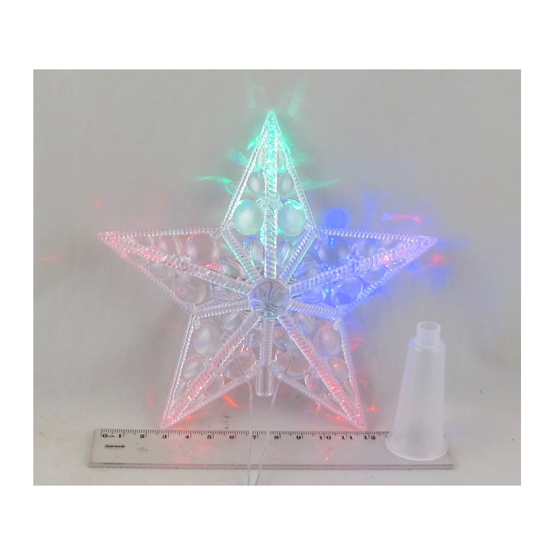 Звезда на елку средняя светодиод. разноцветная W2-3