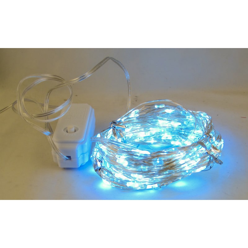 Гирлянда 30м (V-50м) (2мм) 8 реж. белые (прозрачн. шнур)