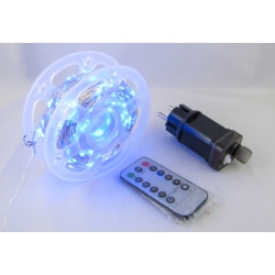 Гирлянда 100м (V-120м) (2мм) 8 реж. голубые (прозрачн. шнур) с пультом, на катушке