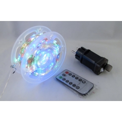 Гирлянда 100м (V-120м) (2мм) 8 реж. разноцветные (прозрачн. шнур) с пультом, на катушке