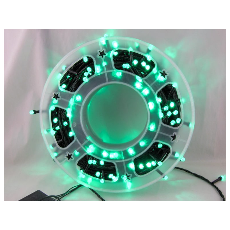 Гирлянда 50м (8мм) светод. зеленые (черный шнур) 8 реж. V8A-50MG