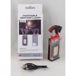 Фонарь с зажигалкой RE-D64 (21 бел.+ 14 желт., шнур TYPE-C) с магнитом, с карабином, с индикатором