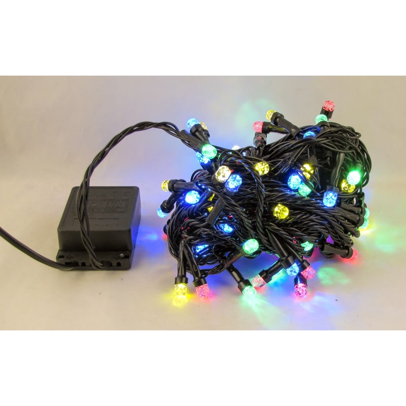 Гирлянда 200L (8мм) светод. разноцв. (черный шнур) 8 реж. V6-200