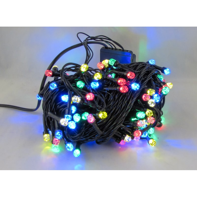 Гирлянда 300L (8мм) светод. разноцв. (черный шнур) 8 реж. V6-300