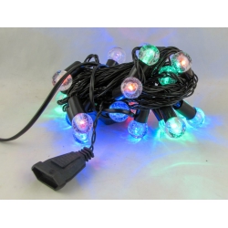 Гирлянда 20-40 ламп (16 мм) шарики прозрачные разноц. чер. шнур уличн. V16A-20