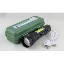 Фонарь светодиодный GL-828-P50 (1 мощ.+1 больш., мигалка красн., акк.,  шнур microUSB) zoom