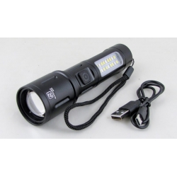 Фонарь светодиодный RE-603 (1 мощ.+ 12 диодов, мигалка красн.,  шнур TYPE-C) zoom