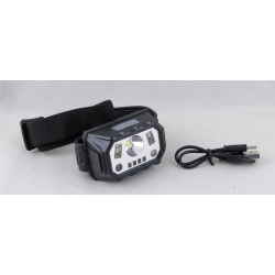 Фонарь налобный HY-1821-1 (2 полоски светящ.+ 5 ярк., мигалка красн./ син., шнурTYPE-C) бесконтактны