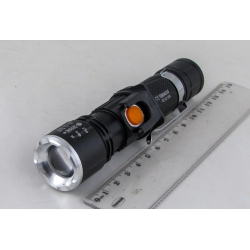 Фонарь светодиодный RE-521-P50 (1 мощ.+ 1 больш., мигалка красн., акк., USB) с магнитом, zoom