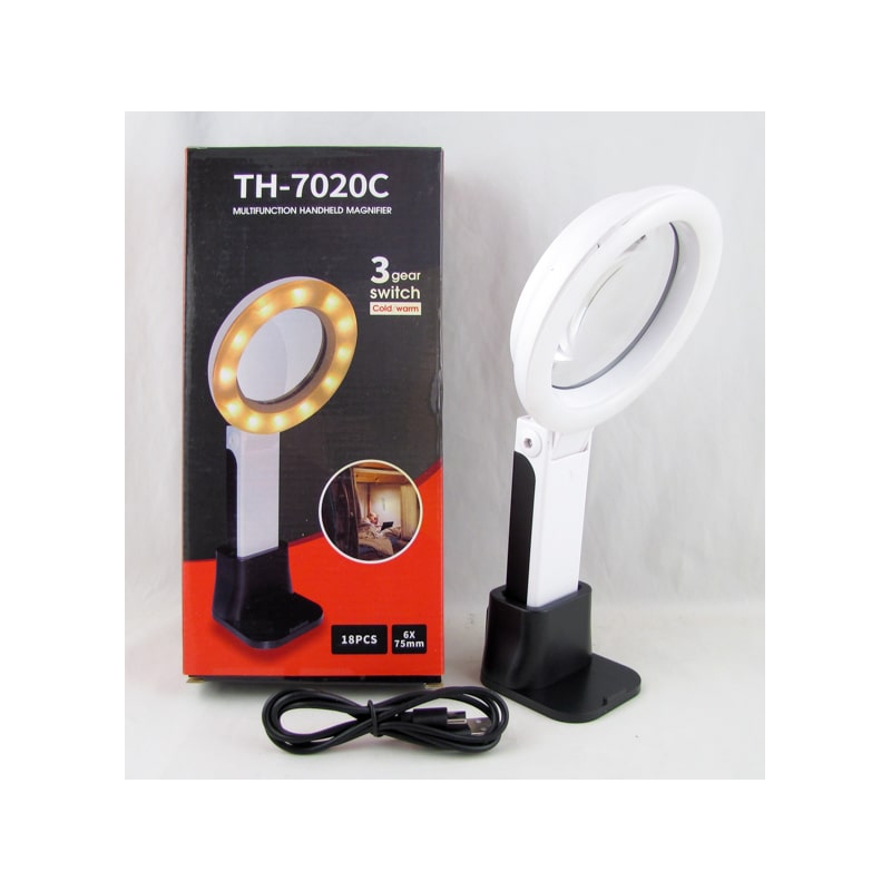 Лупа (75-6кратн.) TH-7020C с подсв. 12 ярк на подставке