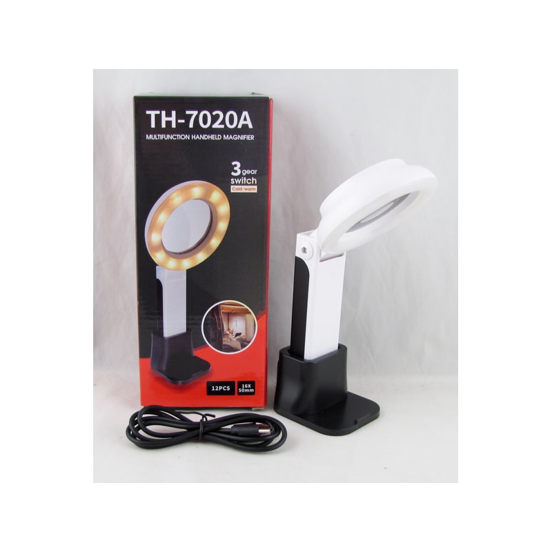 Лупа (50 16кратн.) TH-7020A с подсв. 12 ярк на подставке