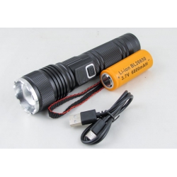 Фонарь светодиодный S-010-PM10-TG (1 мощ., акк,26650, шнур TYPE-C) с индикатором, zoom