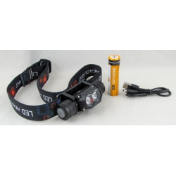 Фонарь налобный YYC-310-3 (2 линзы, акк.18650, шнур TYPE-C)