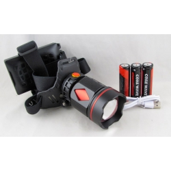 Фонарь головной HL-T273 (1 больш., красн./син. мигалка, 3 акк., шнур TYPE-C ) zoom