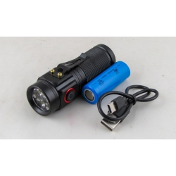 Фонарь светодиодный YYC-6334-P35 (3 линзы, акк.18500, шнур TYPE-C) с магнитом